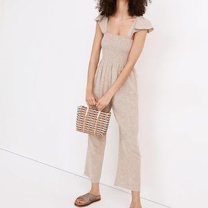 Madewell | Linen-Blend Lucie Smocked Wide-Leg Jumpsuit Size 2